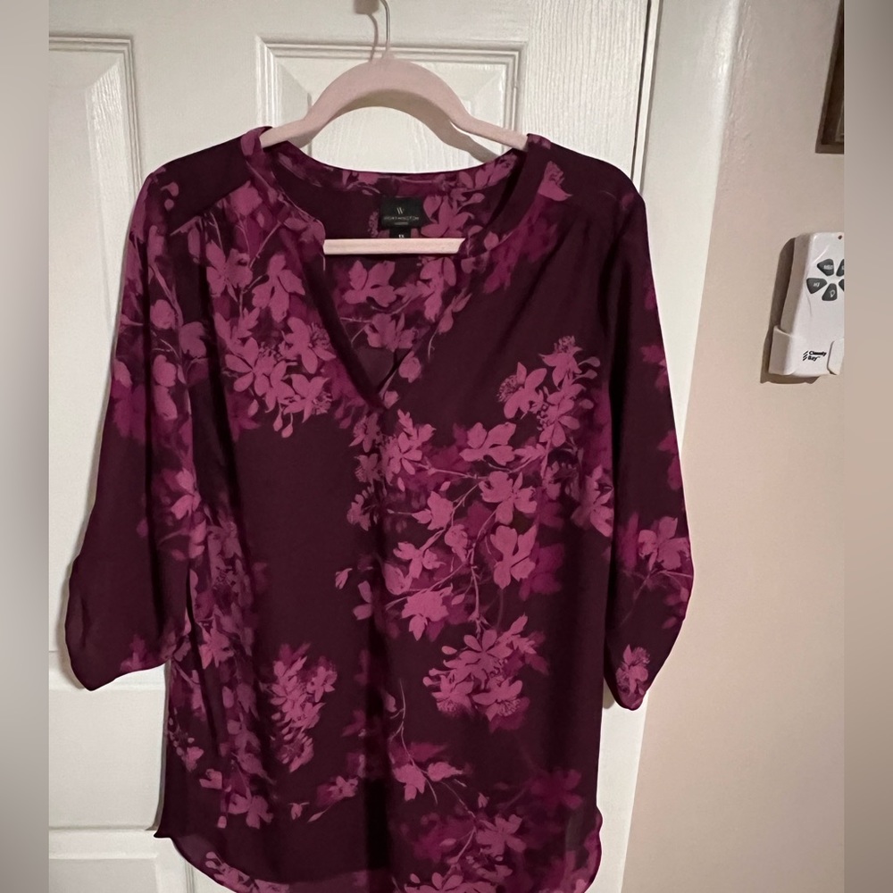Worthingron Pink/Purple floral oversized tunic top. Size 1x.